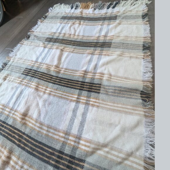 Merona, Extra Large Plaid Scarf/Shawl, White/Pink/Tan - Picture 6 of 9